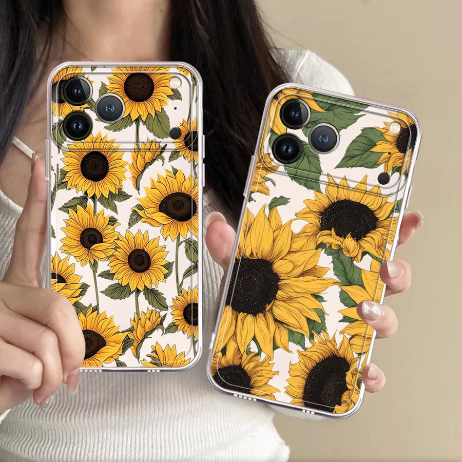 Phone Cases Xs - Coque transparente à motif tournesol mignon
