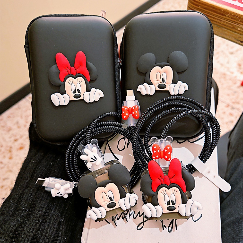 Phone Cases Rubber - Protecteur de câble mignon Mickey Minnie